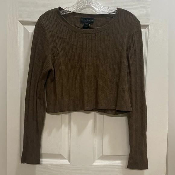 House of Harlow 1960 Sweaters - House of Harlow 1960 Brown Ribbed Cropped Long Sleeve Sweater Size XL Soft